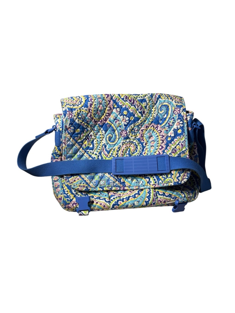 Vera Bradley Quilted Messenger Bag, Capri Blue Paisley, EUC - Picture 2 of 11